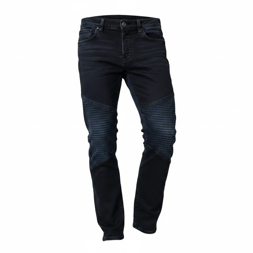 True Religion Rocco Jeans Mens 36 Blue Black Moto Slim Fit Panelled Denim